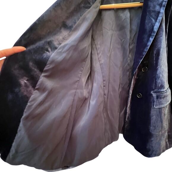 NWOT Talbots Navy Blue Velvet Velveteen Preppy Academia Women's Blazer Size 10P - Picture 7 of 12